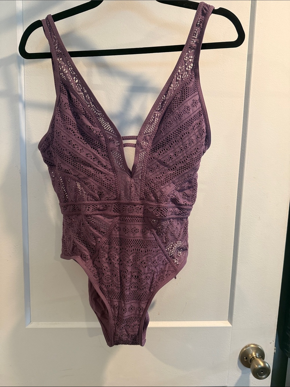 BECCA Purple Crochet One-Piece Swimsuit
